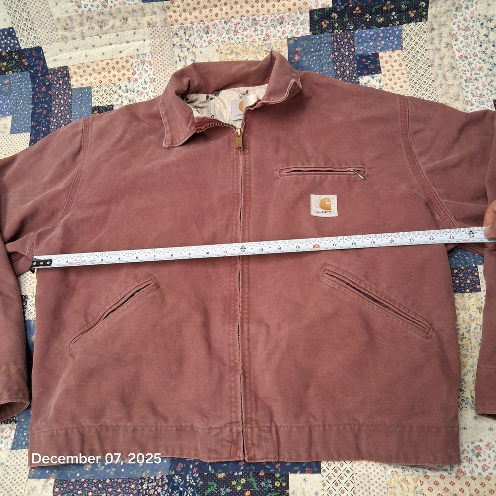 Vintage Carhartt JS1236 Redwood Detroit‎ Canvas Jacket Sheet Lined SZ Large Rare - Picture 9 of 15
